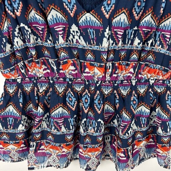 Old Navy Aztec Waist Defined Printed Dolman Sleeve Top Large Blue NWT - Picture 14 of 15